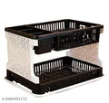 2-Tier Plastic Dish Drying Rack & Kitchen Utensil Organizer – Black & White