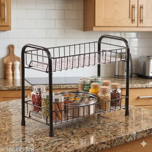 2-Tier Metal Kitchen Storage Rack | Countertop Organizer & Multipurpose Shelf