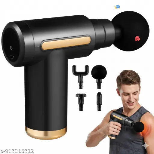 Electric Percussion Massage Gun – Deep Tissue Muscle Massager with Multiple Massage Heads