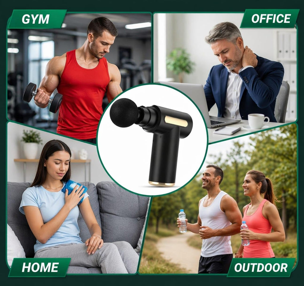 Electric Percussion Massage Gun – Deep Tissue Muscle Massager with Multiple Massage Heads